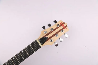 GECKO Natural Solid Mahogany Hollow Electric Guitar  Wood Neck-Thru Body Silent Electric Guitar With Built-in Distortion Pedal