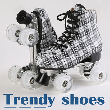 Flannel Pattern Aluminum Alloy Sole Quad Skates