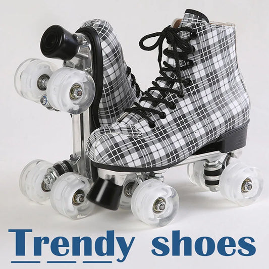 Flannel Pattern Aluminum Alloy Sole Quad Skates