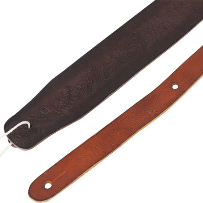 Full Grain Upper Embossed Leather Guitar Strap 2.5' Wide (for Acoustic, Classical, Electric, Bass Guitar)