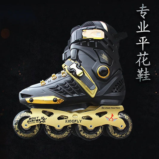 Outdoor Flat 4 Wheel Inline Free Skate Roller Blades - Aluminum Trucks & PU Wheels