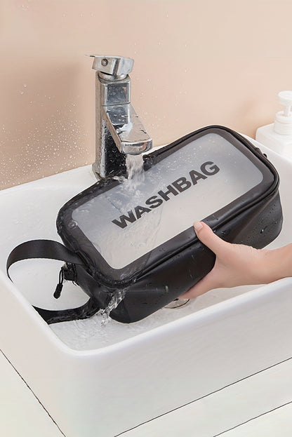 Black WASHBAG Print Clear Frosted Waterproof Bag Set