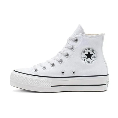 Converse All Star High Top Muffin Bottom Classic Hundred  Women's Casual Non-slip High Top Canvas Shoes (Premium White)
