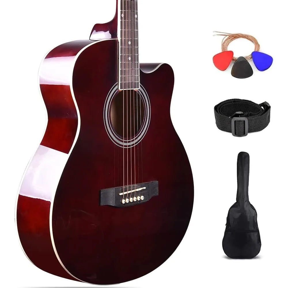 40" Original Acoustic Guitar - Spruce Veneer with Die Cast Keys - Carrying Case with Accessories