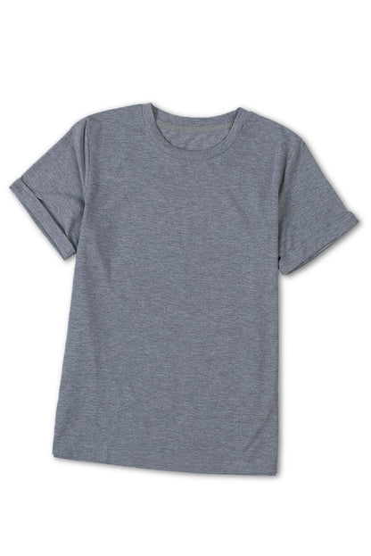 Green Plain Solid Color Crew Neck Tee
