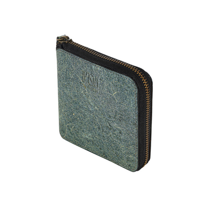 Coconut Leather Small Zip Wallet - Ocean Green