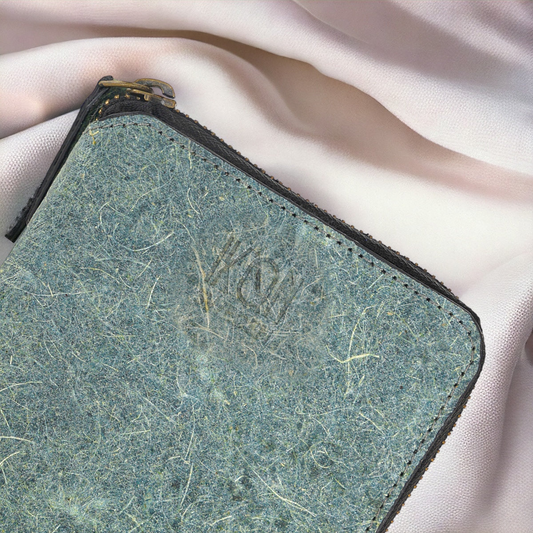Coconut Leather Small Zip Wallet - Ocean Green