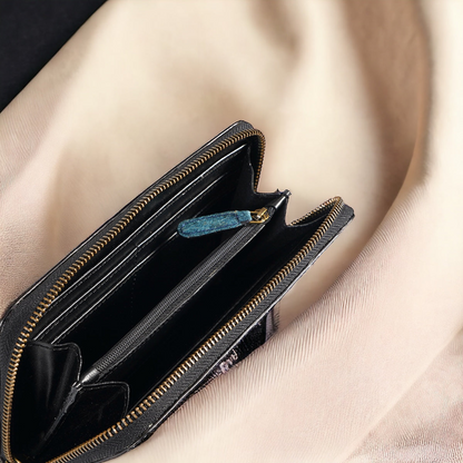 Coconut Leather Long Zip Wallet - Dark Indigo