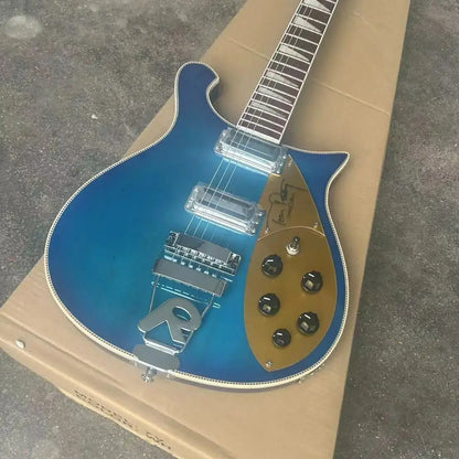 Wavy Blue Electric Guitar with Gold Pickup