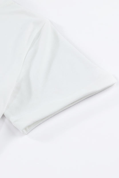 Green Plain Solid Color Crew Neck Tee