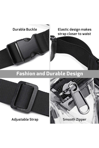 Black Adjustable Strap Clear PVC Waist Bag