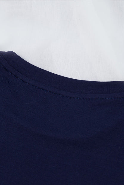 Green Plain Solid Color Crew Neck Tee