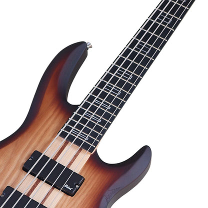 Active Electric Bass Guitar 5 String Ashwood Brown Natural  Body