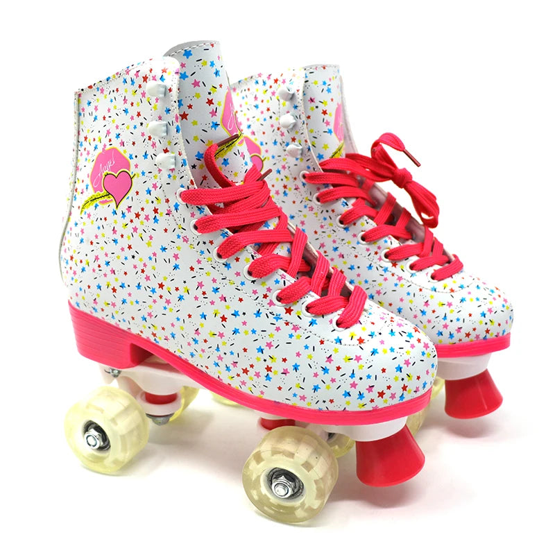 Girls Yijiu Girl Power Quad Roller Skates with Flashing PVC Wheels