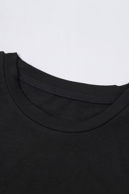 Green Plain Solid Color Crew Neck Tee