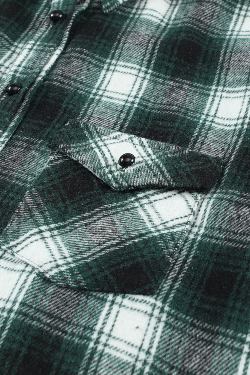Black Button Up Collared Plaid Shacket
