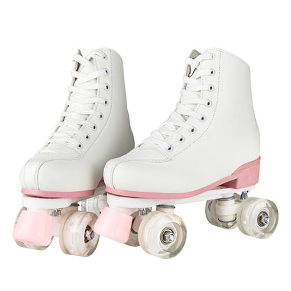 White & Pink Quad Roller Skates For Women