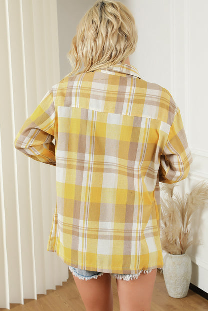 Pink Long Sleeve Collared Button Up Flannel Shacket