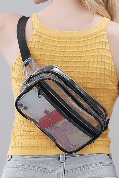 Sky Blue Clear PVC Adjustable Strap Crossbody Bag