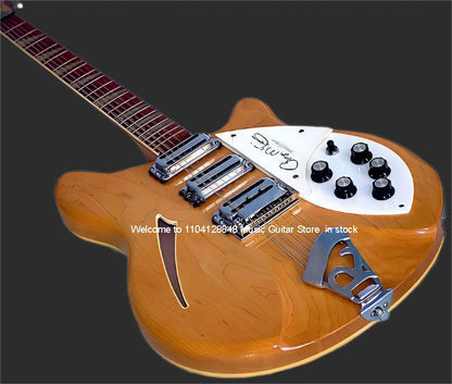 Roger McGuinn 370 12-String Natural Semi-Hollow jazz Electric Guitar Gloss Painted Fingerboard, 3 pickups