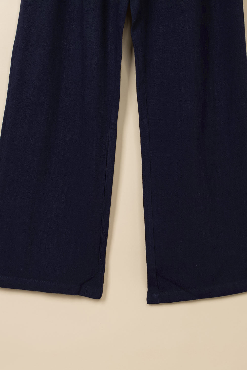 Blue V Neck Button Belted Jumpsuit With Pockets