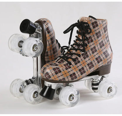 Flannel Pattern Aluminum Alloy Sole Quad Skates
