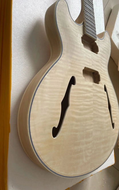 Unfinished Semi Hollow Body Electric Guitar Kit