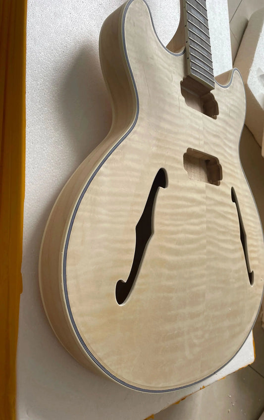 Unfinished Semi Hollow Body Electric Guitar Kit