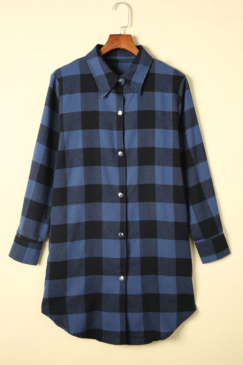 Red Plaid Collared Button Down Long Shirt Shacket