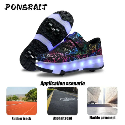Men's Detachable LED Skates Shoes (Neon Thunder)