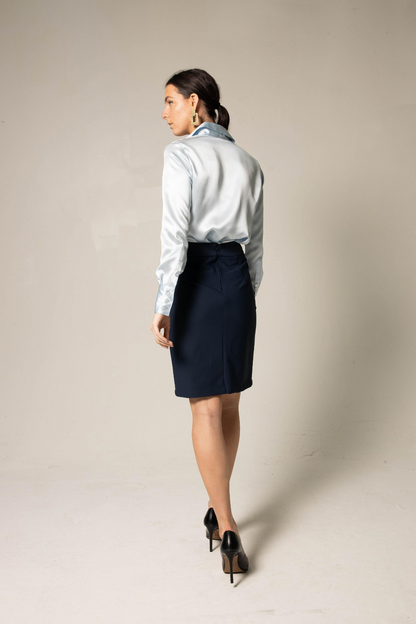 Luxe Silk Bouse in Blue