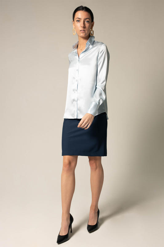 Luxe Silk Bouse in Blue