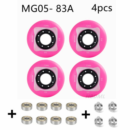 Fancy PU Inline Roller Skate Wheels (62/64/68/70/72/76/80mm) with Wear-Resistant Bearing(83A/85A/90A/93A)