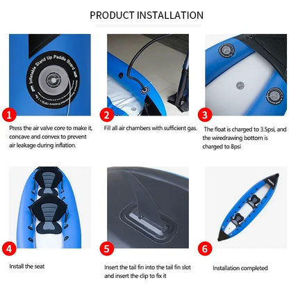 KOETSU 1-2 Persons Inflatable PVC Kayak Fishing Canoe