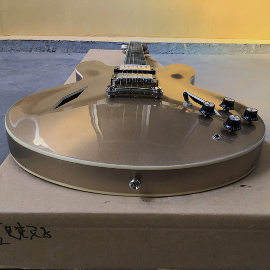 Metallic Semi-hollow and Double Diamond Holes Jazz Electric Guitar