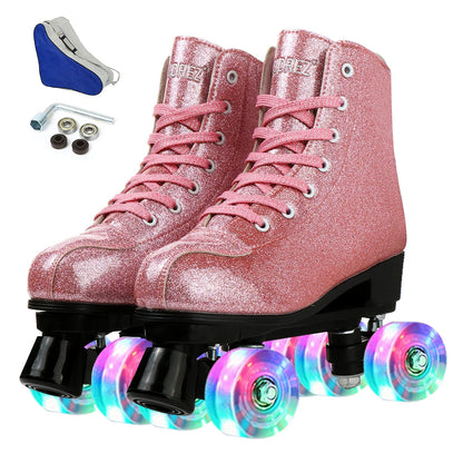 Kids Flashing Quad Dance Roller Skates with Flashing Wheels