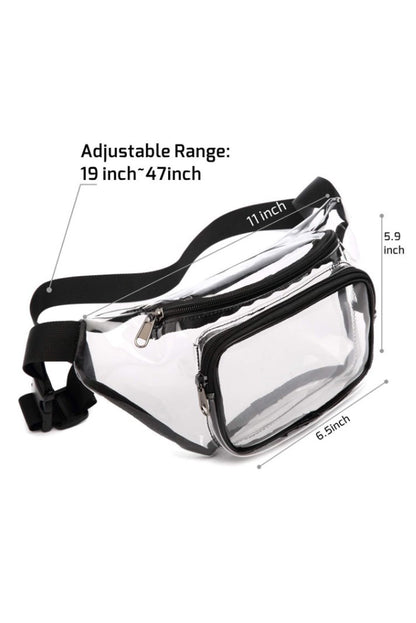 Black Adjustable Strap Clear PVC Waist Bag