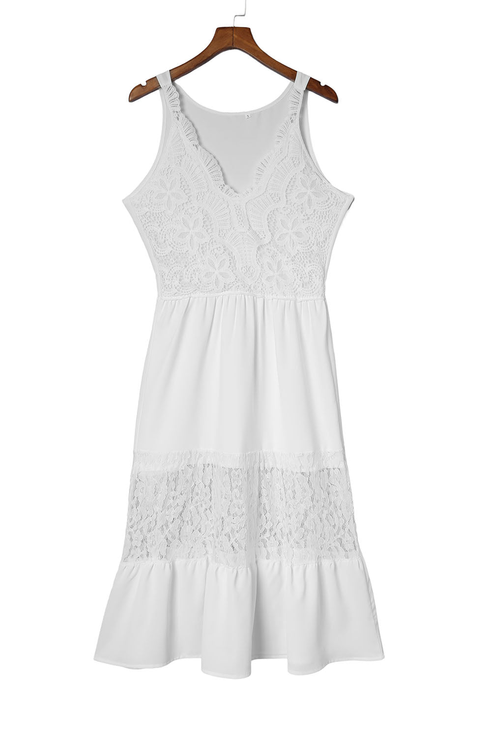 White Elegant Lace Deep V Wedding Guest Sleeveless Maxi Dress