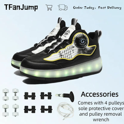 Children's Fashionable Roller Skates  Detachable 4-Wheel Dual-Purpose Skate Shoes (Heelys)
