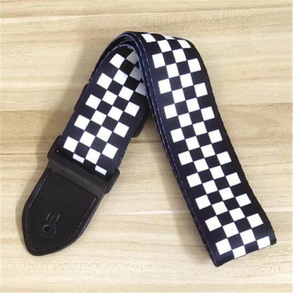 1pc Ethnic Style Widened Acoustic Guitar Strap Leather Head Adjustable Shoulder Strap for Guitar