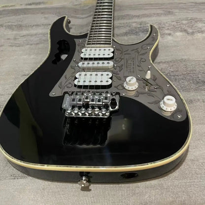 Black & Floral Metal 6 String Electric Guitar