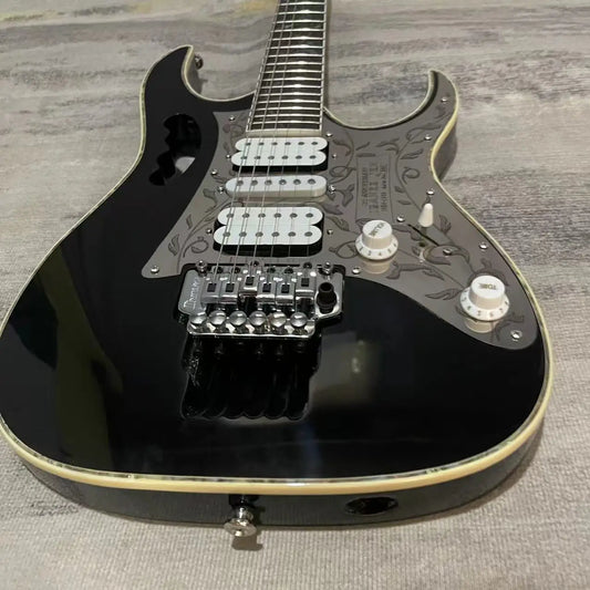 Black & Floral Metal 6 String Electric Guitar