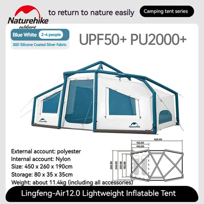 Naturehike Large 2-4 People Inflatable Lightweight Tent