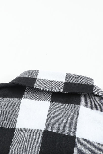 Red Plaid Collared Button Down Long Shirt Shacket