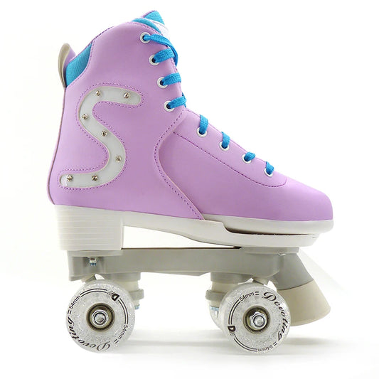 Kids Purple Quad Roller Dance Skates with Flashing Wheels
