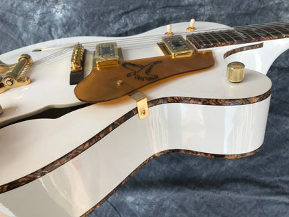 Glossy White Semi Hollow Body Jazz Guitar