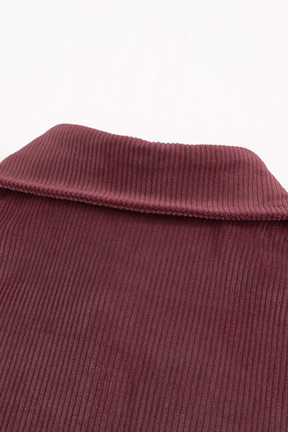 Pocketed Button Ribbed Textured Shacket