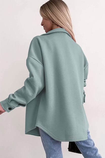 Green Collared Pockets Button Up Jacket