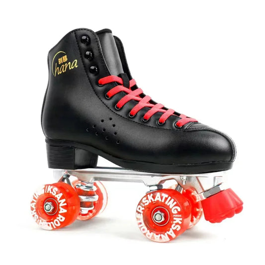 Unisex Microfiber Leather Quad Roller Skates - Indoor/Outdoor