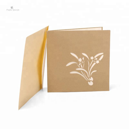 Gold Daffodil 3D Pop Up Greeting Card